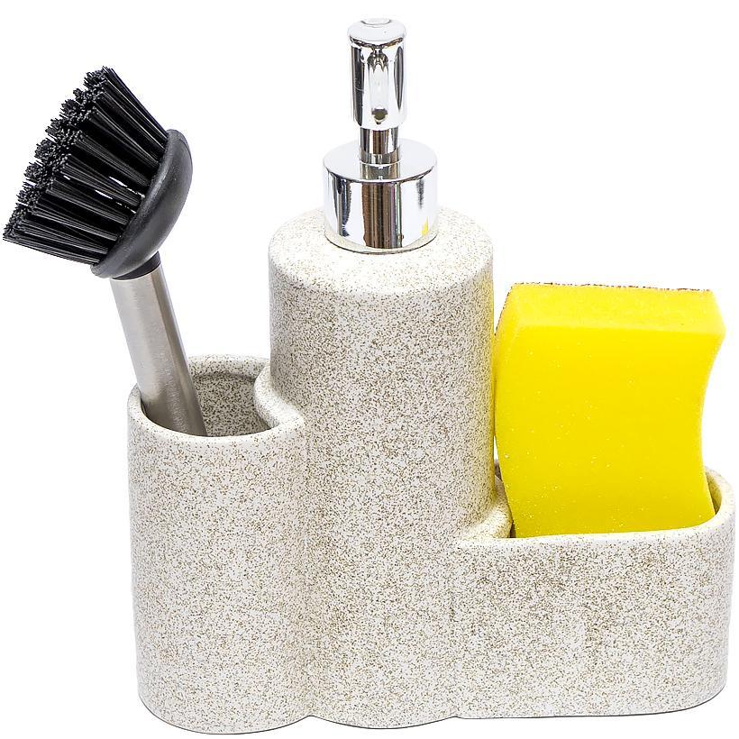 Набір аксесуарів для ванної кімнати 3 предмети, матеріал кераміка 18х22х6см, фото 1