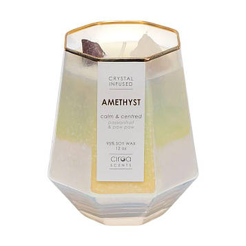 Свічка ароматична «Amethyst» з ароматом маракуї та папайї у скляній склянці 6,5* 9,5*11см