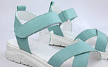 Бірюзові шкіряні босоніжки на липучках літнє жіноче взуття Cosmo Petalli X JB Tiffany Cosmo Shoes Petalli X JB Tiffany Blue, фото 10