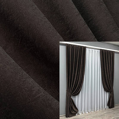 Уцінка! Комплект (2шт.1,5х2,7м) готових штор, льон-софт, колекція "Парма". Колір венге. Код 1087ш 38-204