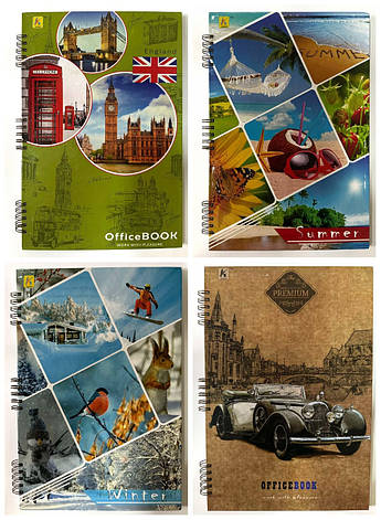 Зошит А-4 80арк. тв.обкл., спіраль Коленкор, фото 1