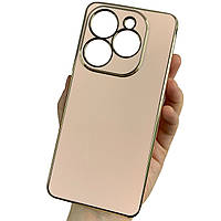 Чохол для Tecno Spark Go 2024 (BG6) пудровий із золотим обідком силіконовий глянцевий