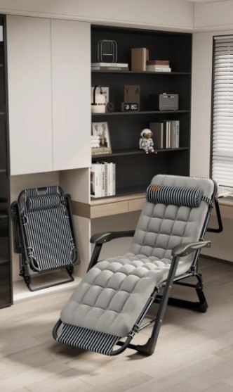 Розкладне садове крісло шезлонг лежак із подушкою і матрацом WCG FCB-S01PP, фото 1