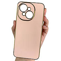 Чохол для Tecno Spark Go 1 (KL1) пудровий із золотим обідком силіконовий глянцевий