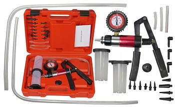 Ручний вакуумний насос MAR-POL M57698 —  з манометром, комплект 21 елемент, пластиковий кейс