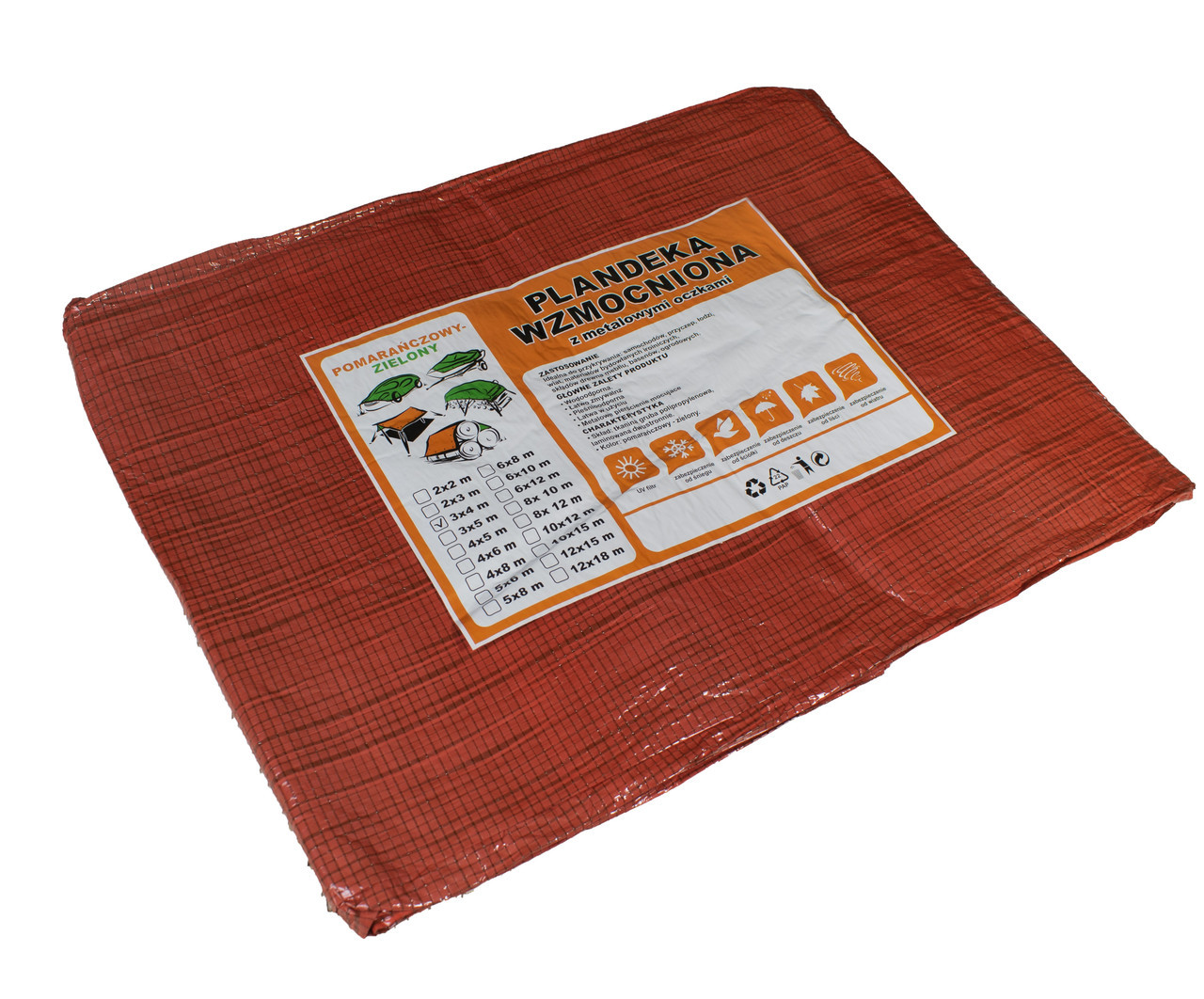 Тент 80г/м2 4*5м двоколірний зелено-оранжевий туристичний тент, фото 1