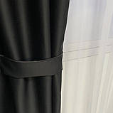 Штори БЛЕКАУТ Комплект атласних штор на тасьмі 150на270 см Захист 100% Колір Чорний, фото 3
