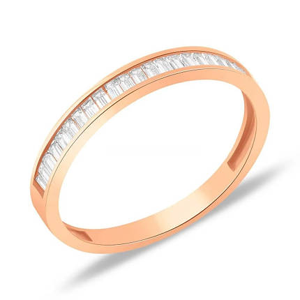 Кільце золотисте Xuping Jewelry медичне золото з білими кристалами, що переливаються, 18К ширина 3 мм, фото 1