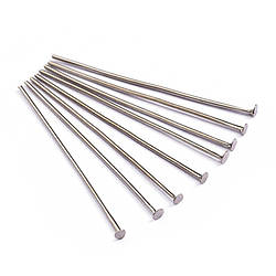 Піни гвоздики з плоским капелюшком 14х0,7 мм Платиновий +-200 шт.