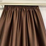 Штори БЛЕКАУТ Комплект атласних штор на тасьмі 150на270 см Захист 100% Колір Шоколад, фото 3