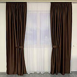 Штори БЛЕКАУТ Комплект атласних штор на тасьмі 150на270 см Захист 100% Колір Шоколад, фото 4