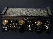 Набір 6-ти бронзових стопок "Київська Русь" в коробці з фанери, фото 4