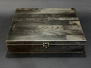 Набір 12-ти бронзових стопок "Мисливські" в дерев'яній коробці, фото 3