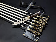 Набір 6-ти шампурів "Морський бриз" з ножем (у шкіряному сагайдаку), фото 2