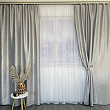 Готовий комплект двосторонніх штор блекаут софт на тасьмі 150х270 (2 шт) в спальню. Колір Світло сірий, фото 4
