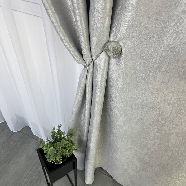 Готовий комплект двосторонніх штор блекаут софт на тасьмі 150х270 (2 шт) в спальню. Колір Світло сірий, фото 1