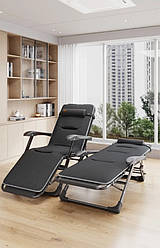 Розкладне садове крісло шезлонг лежак із подушкою і матрацом WCG FCB-S07PM
