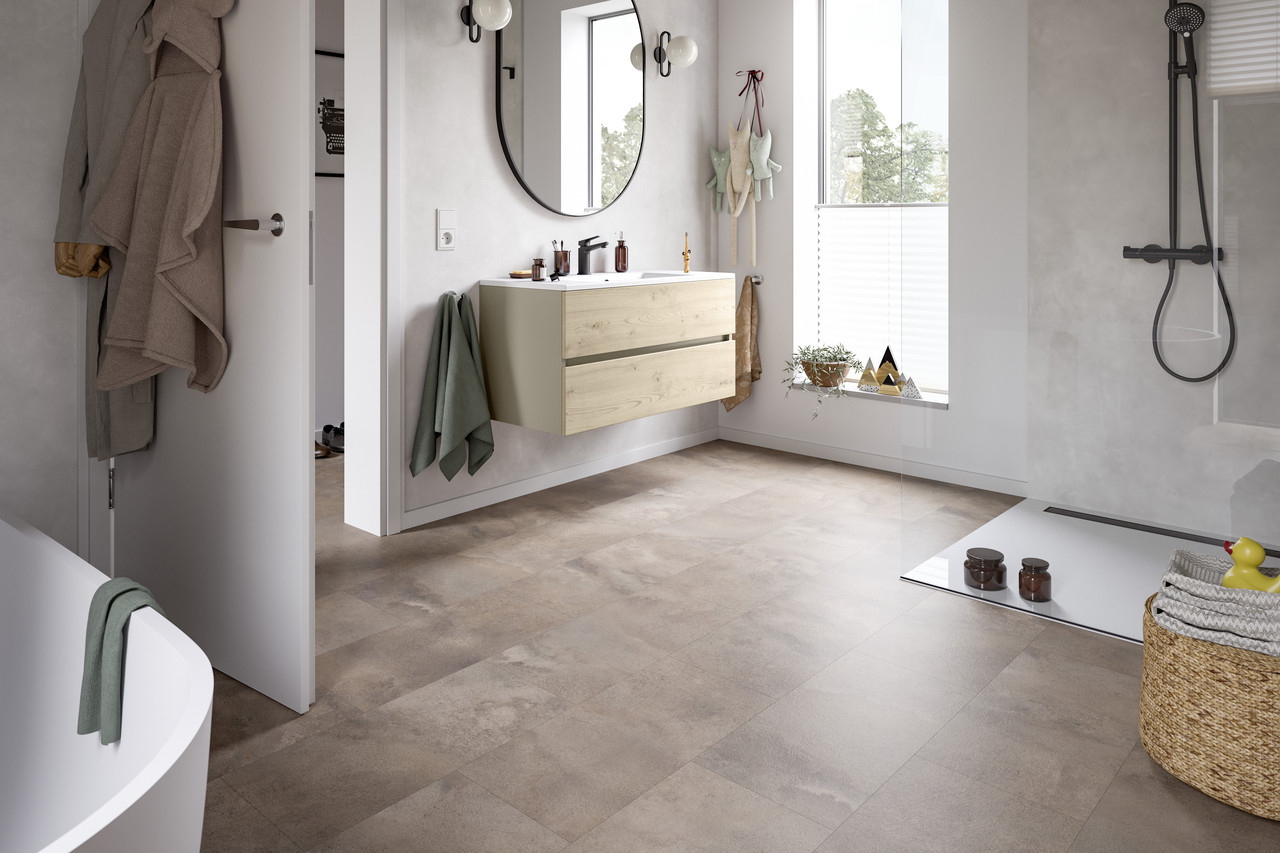 Водостійка підлога EGGER AquaDura+ Титаніт пісочно-бежевий 33 клас, фото 1