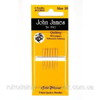 Gold Plated Quilting №10 (6шт) Набір квілтінгових голок покритих золотом John James (Англія)JG12010, фото 1