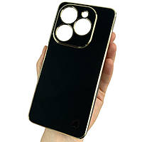 Чохол для Tecno Spark Go 2024 (BG6) чорний із золотим обідком силіконовий глянцевий