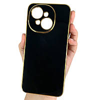 Чохол для Tecno Spark Go 1 (KL1) чорний із золотим обідком силіконовий глянцевий