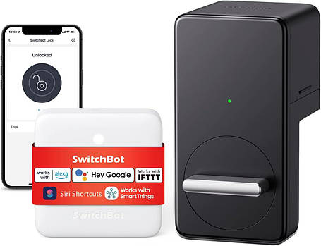 SwitchBot WiFi Smart Lock, безключовий вхідний дверний замок, розумний дверний замок, електронний розумний засув, фото 1