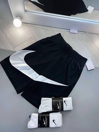 Чоловічі спортивні шорти Nike Big Swoosh Black шорти Найк Біг Свуш чорні пряме лого літо, фото 1