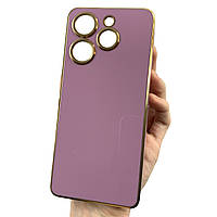 Чохол для Tecno Spark 10 Pro (KI7) чорничний із золотим обідком силіконовий глянцевий