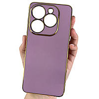 Чохол для Tecno Spark Go 2024 (BG6) чорничний із золотим обідком силіконовий глянцевий