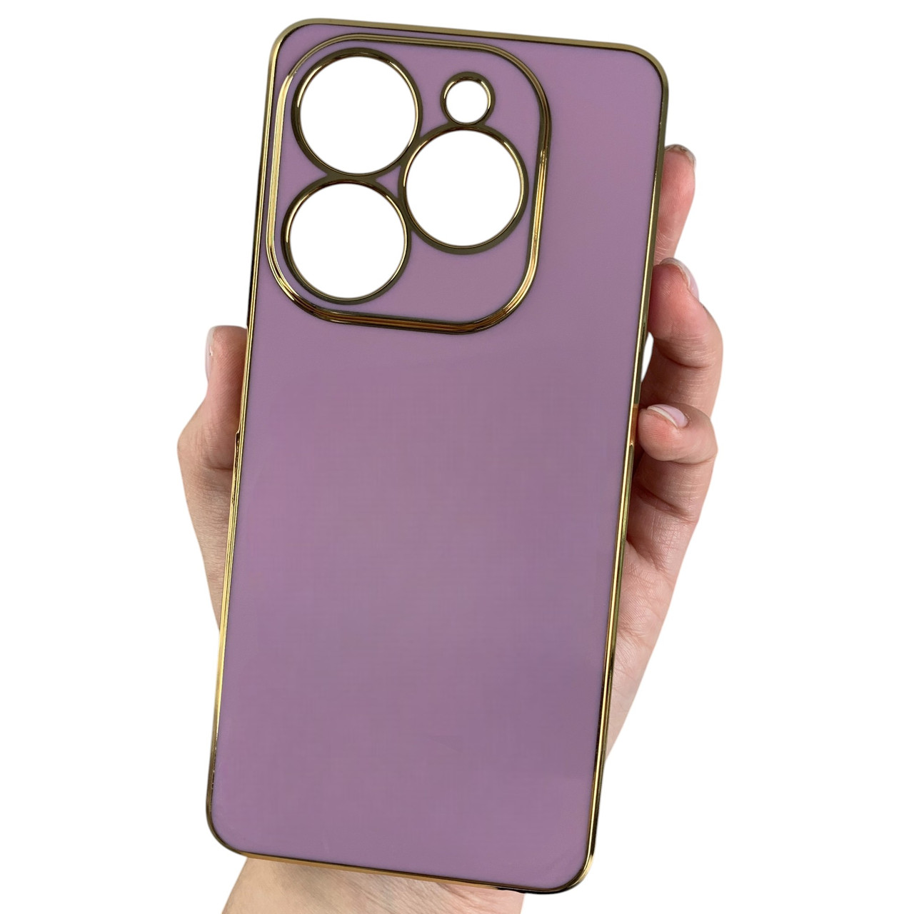 Чохол для Tecno Spark Go 2024 (BG6) чорничний із золотим обідком силіконовий глянцевий - фото 1 - id-p2616969260