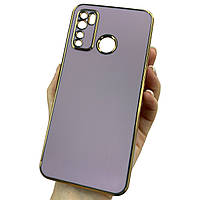 Чохол для Tecno Spark 5 Pro (KD7) чорничний із золотим обідком силіконовий глянцевий