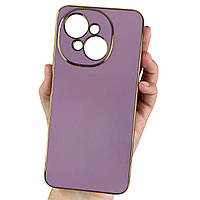 Чохол для Tecno Spark Go 1 (KL1) чорничний із золотим обідком силіконовий глянцевий