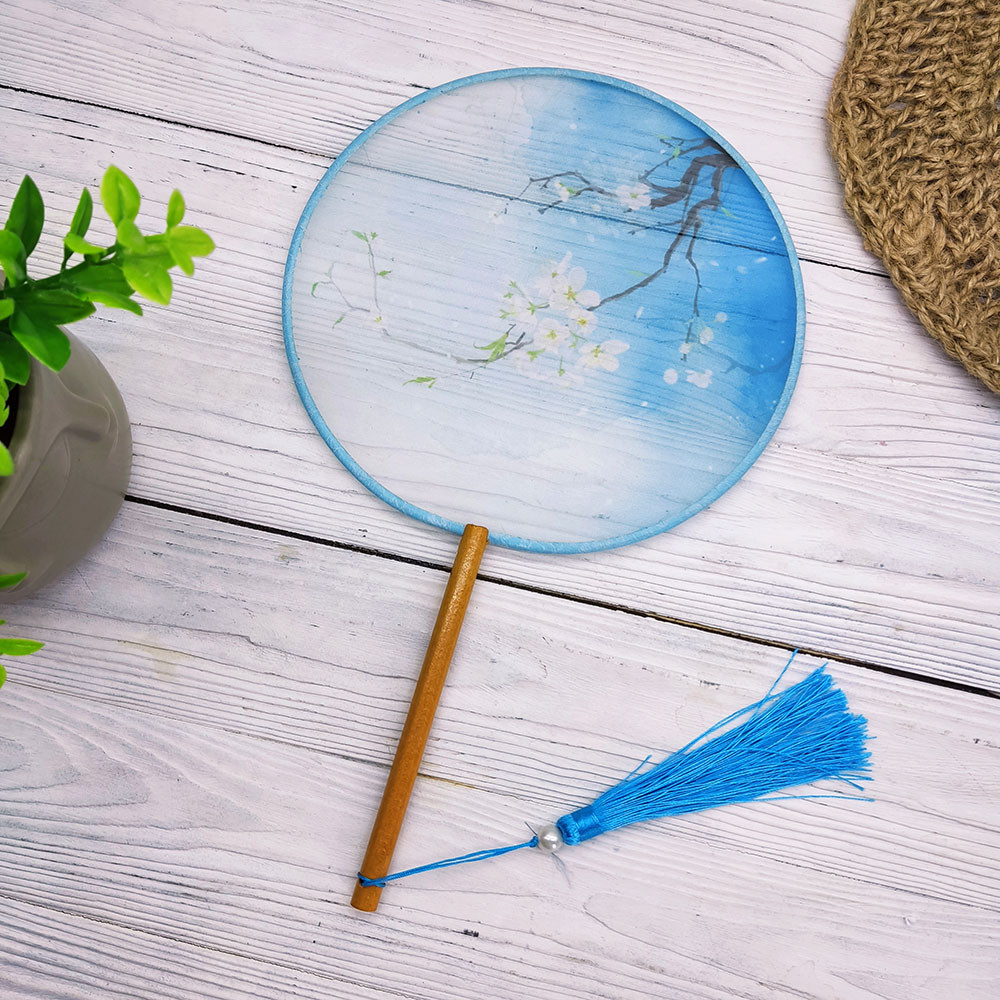 Традиційне кругле віяло на бамбуковій основі «Вишукане цвітіння», фото 1