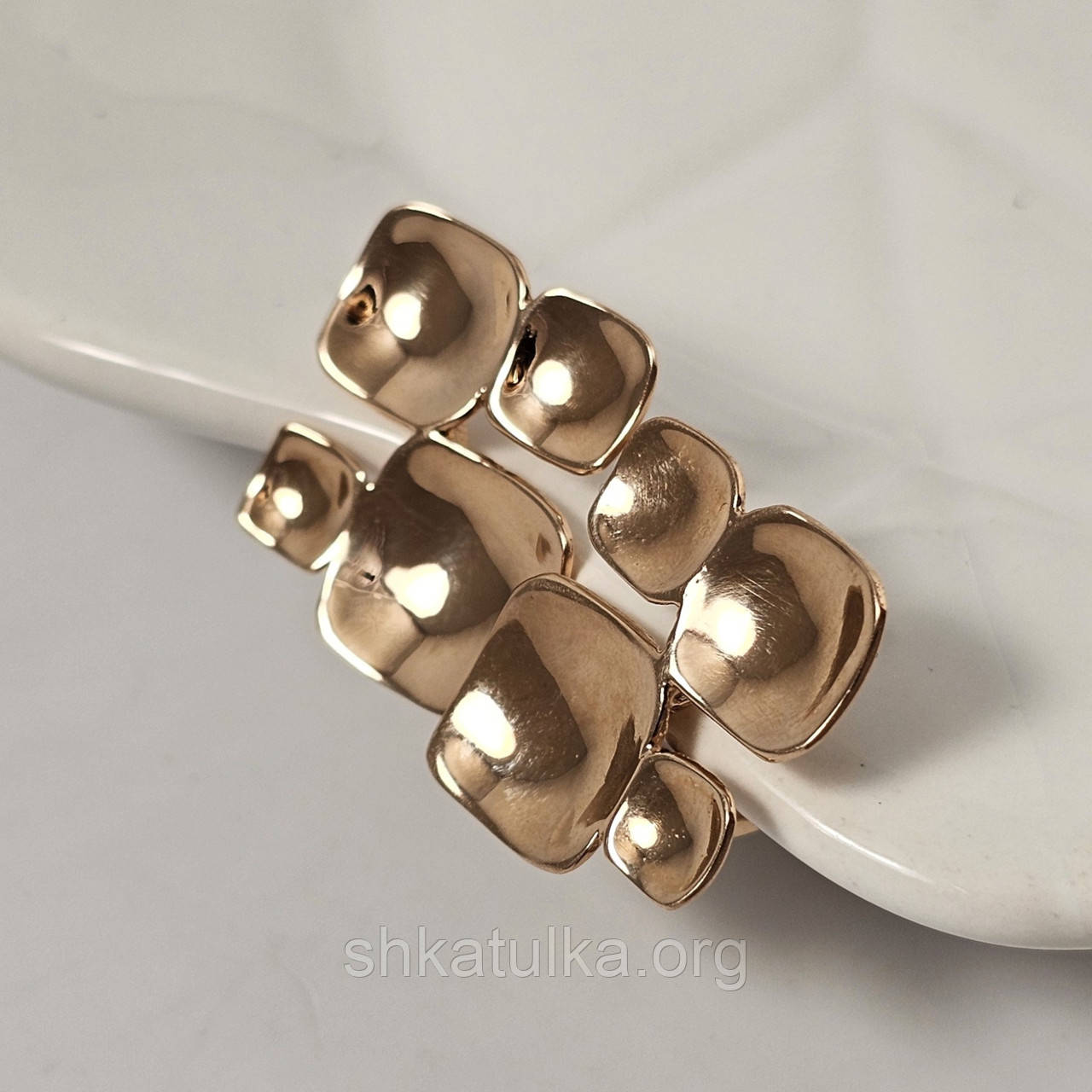 Сережки із золота гладкі геометрична форма без каменів