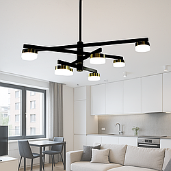 Люстра Loft cвітлодіодна Artlight 96W до 20 кв.м колір Чорний + Золото BO2596/8