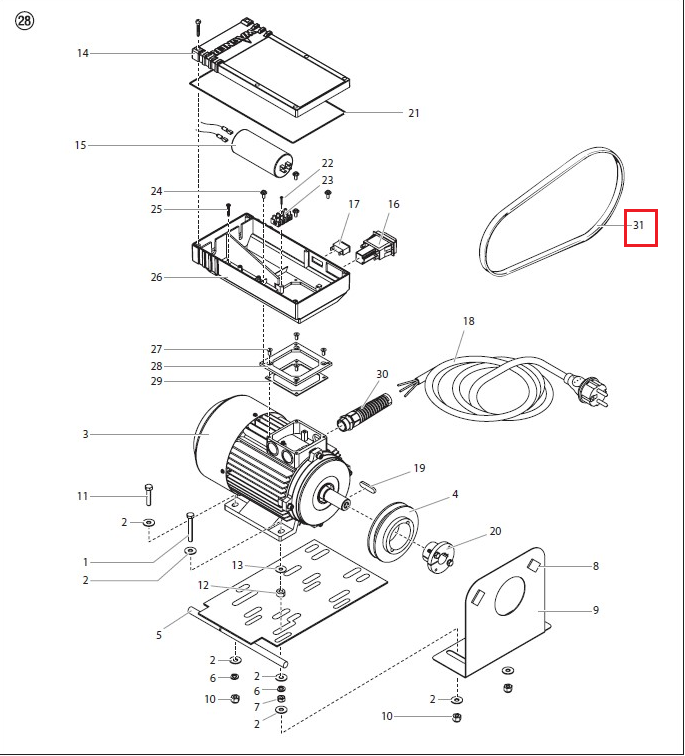 Клиноподібний ремінь, Convertokit, електричний двигун DC TM Wagner, фото 1