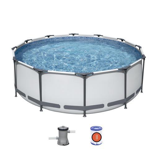 Каркасний басейн Bestway 56260 Steel Pro MAX 3.66×1.00 м круглий (9150 л, фільтр-насос, зливний клапан)