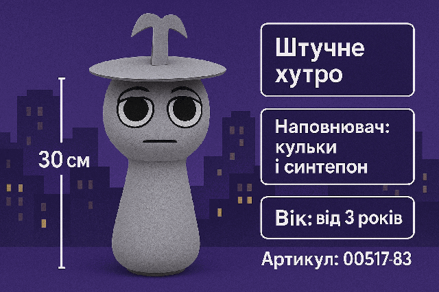 М'яка іграшка Спрунки Sprunki Клюкр 30 см - плюшева істота в капелюсі з Incredibox, арт. 00517-83