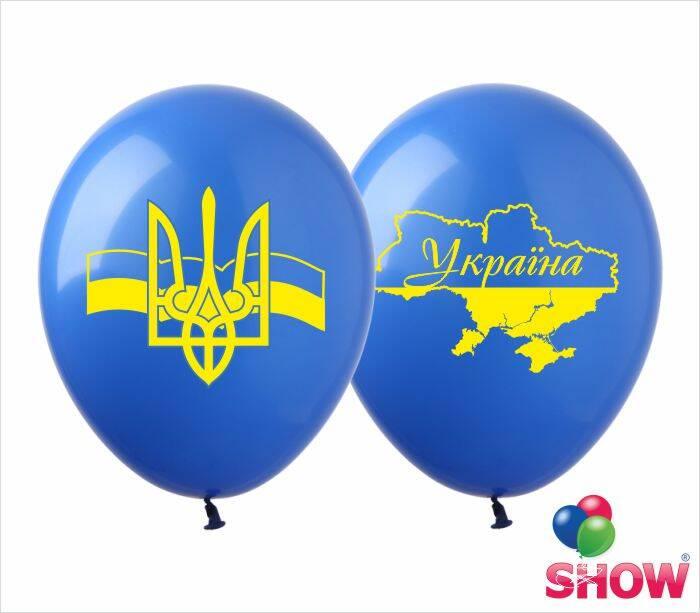 Кульки 12" "Україна", 2сторонні, ціна за уп. 50шт, пак.20*15см, фото 1
