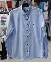 Детская подростковая голубая рубашка на мальчика 10-11 лет с воротником на каждый день для школы