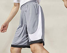 Чоловічі літні шорти Nike Grey Big Swoosh шорти спортивні Найк Біг Свуш сірі лого на боці літо, фото 3