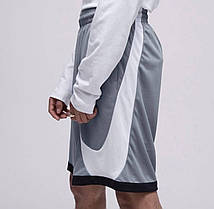 Чоловічі літні шорти Nike Grey Big Swoosh шорти спортивні Найк Біг Свуш сірі лого на боці літо, фото 2