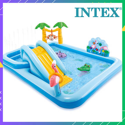 Надувний ігровий центр Intex 57161 Пригоди джунглів дитячий атракціон водний комплекс із басейном гіркою, фото 1