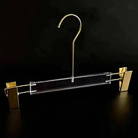 Вішалка для брюк акрилова прозора з високим гачком (золото)