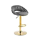 Дизайнерський барний стілець лофт FARVIZO зі спинкою, велюровий на золотій ніжці з регуляцією висоти, синій, фото 6