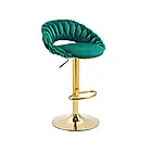 Дизайнерський барний стілець лофт FARVIZO зі спинкою, велюровий на золотій ніжці з регуляцією висоти, синій, фото 7