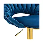 Дизайнерський барний стілець лофт FARVIZO зі спинкою, велюровий на золотій ніжці з регуляцією висоти, синій, фото 10