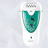 Жіночий електроепілятор для видалення волосся VGR V-722 акумуляторний епілятор 2в1 зі знімними насадками, фото 6