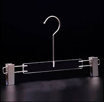 Вішалка для брюк акрилова прозора з високим гачком (срібло)