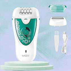 Епілятор акумуляторний 2в1 зі знімними насадками VGR V-722 жіночий електроепілятор для видалення волосся